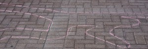 Chalk outline of a murder